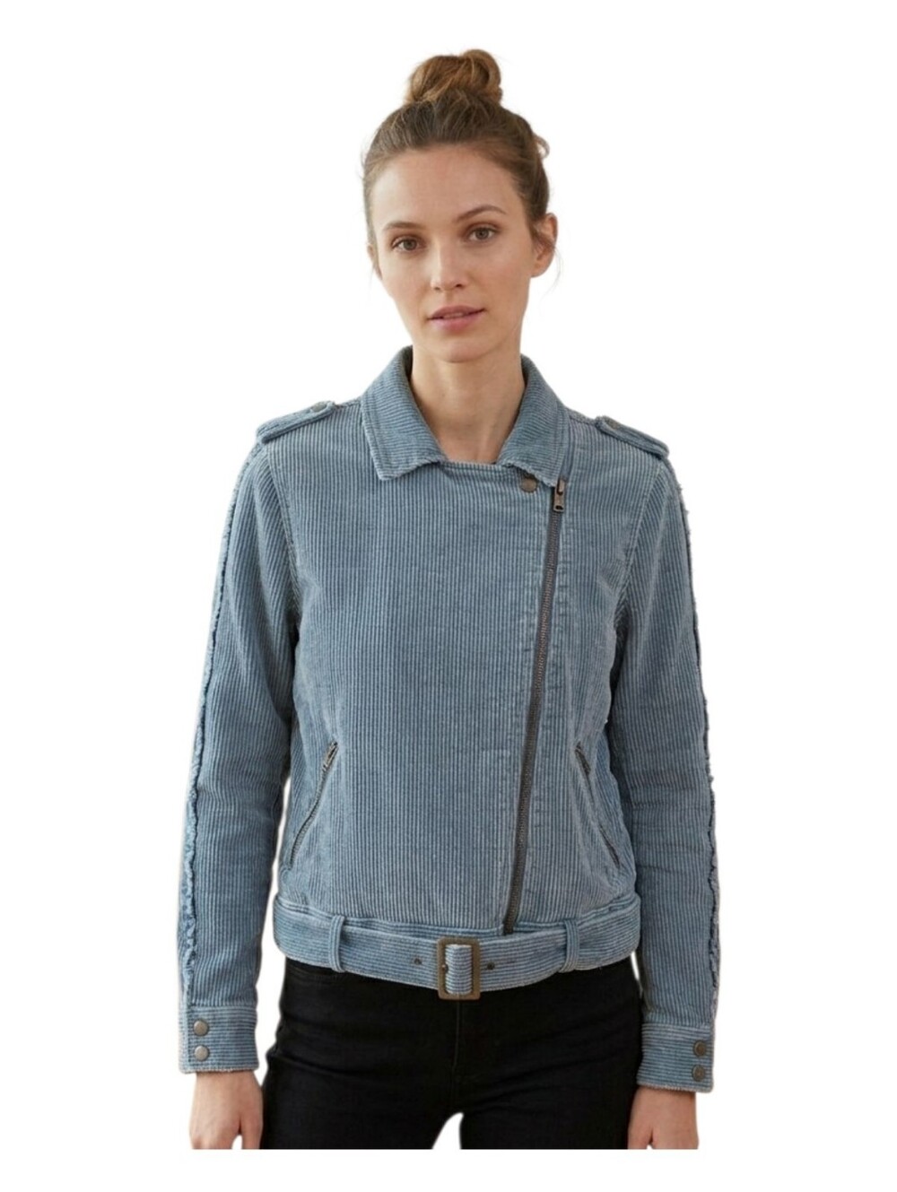 POL Corduroy Moto Jacket Sage Green Women's M 100% Cotton